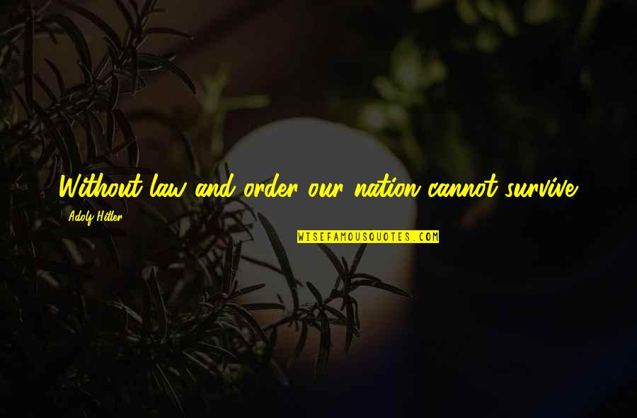 Government Law Quotes By Adolf Hitler: Without law and order our nation cannot survive.