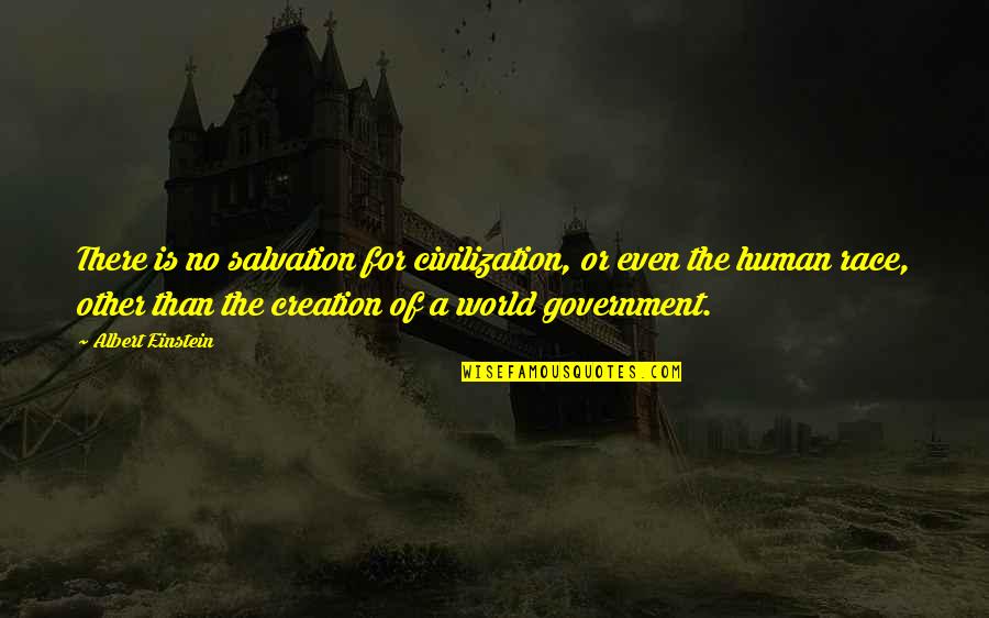 Government Law Quotes By Albert Einstein: There is no salvation for civilization, or even