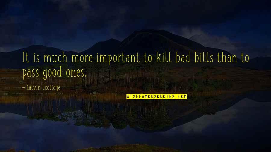 Government Law Quotes By Calvin Coolidge: It is much more important to kill bad