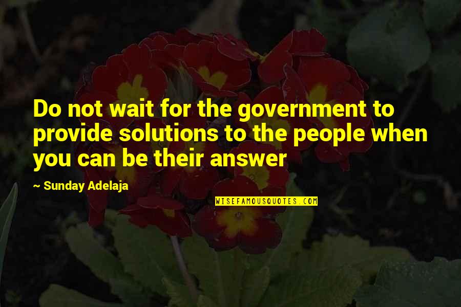 Government Purpose Quotes By Sunday Adelaja: Do not wait for the government to provide