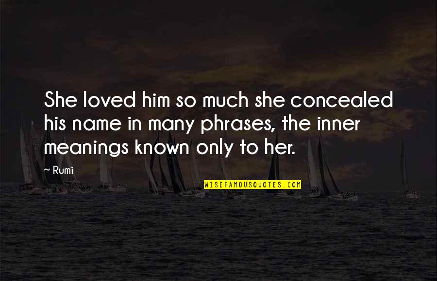 Gowns And Dresses Quotes By Rumi: She loved him so much she concealed his