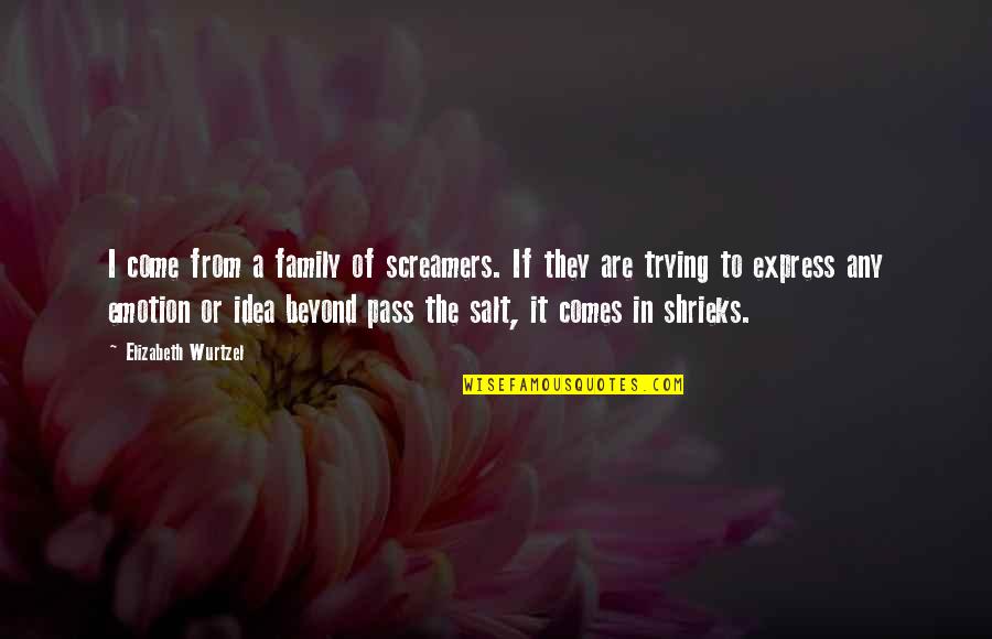 Goyah New Pallapa Quotes By Elizabeth Wurtzel: I come from a family of screamers. If Goyah New Pallapa Quotes By Elizabeth Wurtzel: I come from a family of screamers. If