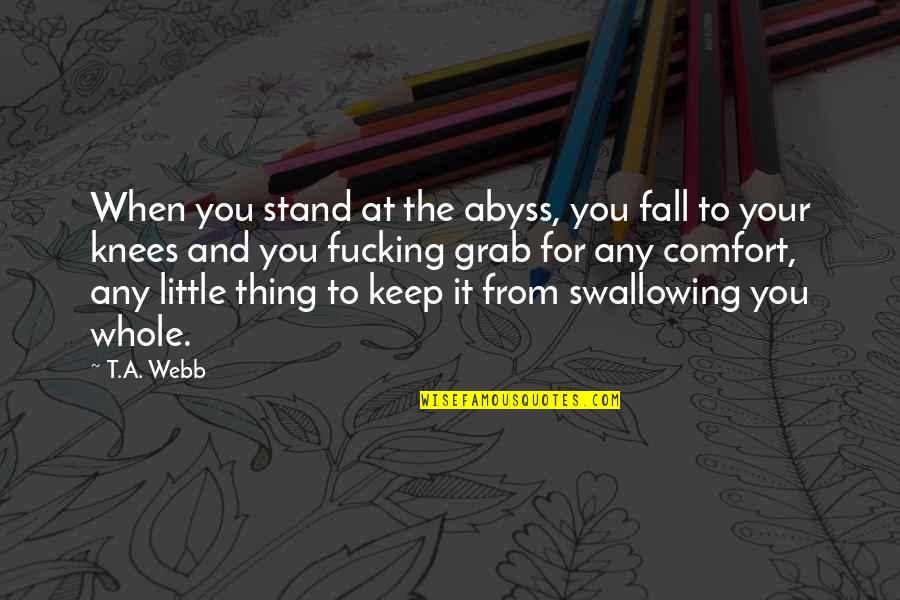 Grab A Quotes By T.A. Webb: When you stand at the abyss, you fall