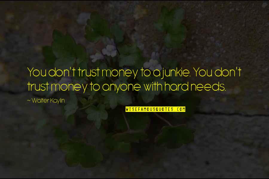 Grab Bag Quotes By Walter Kaylin: You don't trust money to a junkie. You
