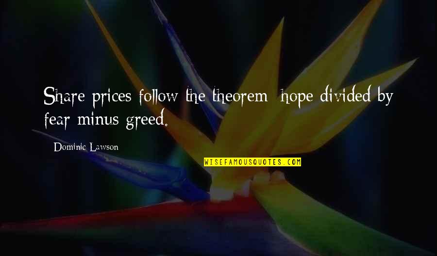 Grabbers Nursery Quotes By Dominic Lawson: Share prices follow the theorem: hope divided by
