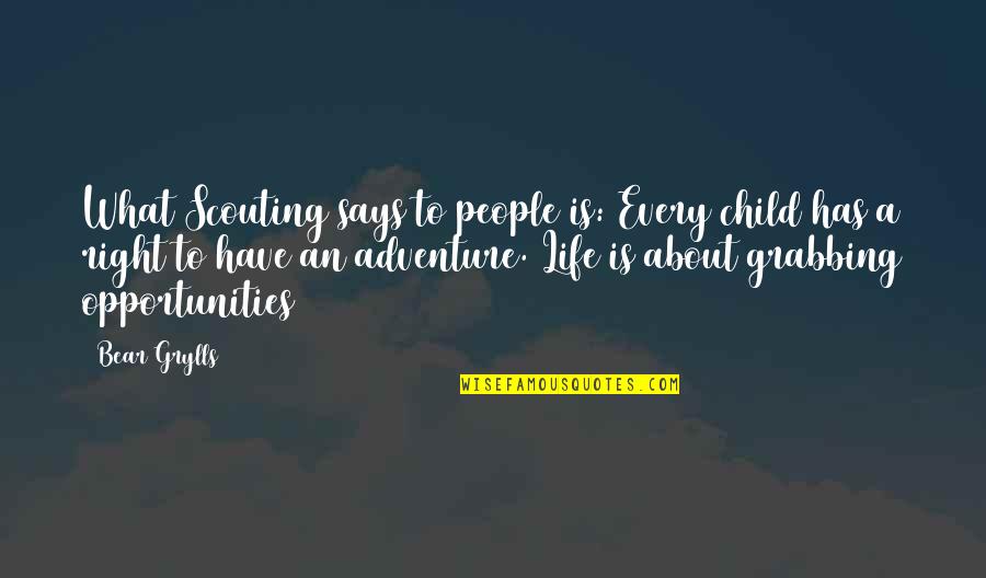 Grabbing Life Quotes By Bear Grylls: What Scouting says to people is: Every child
