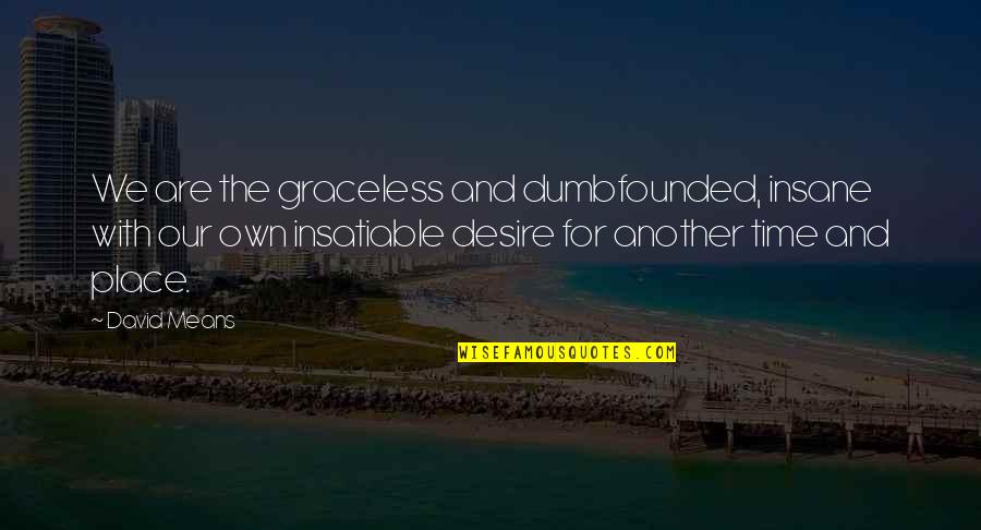 Graceless Quotes By David Means: We are the graceless and dumbfounded, insane with Graceless Quotes By David Means: We are the graceless and dumbfounded, insane with
