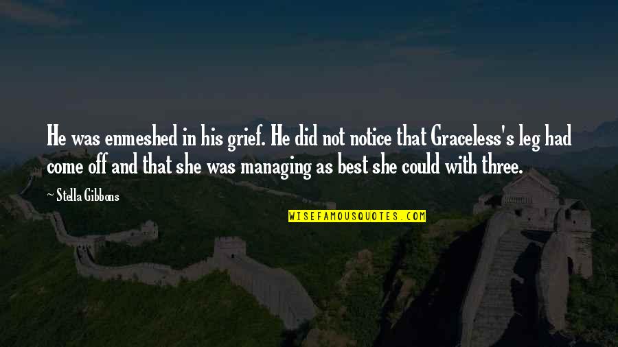 Graceless Quotes By Stella Gibbons: He was enmeshed in his grief. He did Graceless Quotes By Stella Gibbons: He was enmeshed in his grief. He did