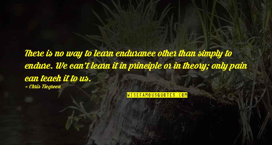 Gracien Mukwa Quotes By Chris Tiegreen: There is no way to learn endurance other