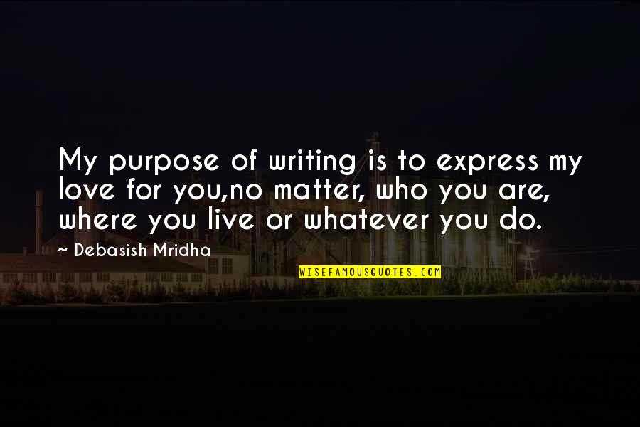 Gracieux Fabric Quotes By Debasish Mridha: My purpose of writing is to express my