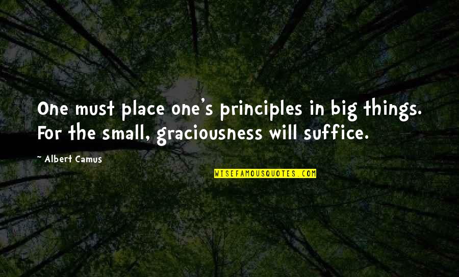 Graciousness Quotes By Albert Camus: One must place one's principles in big things.