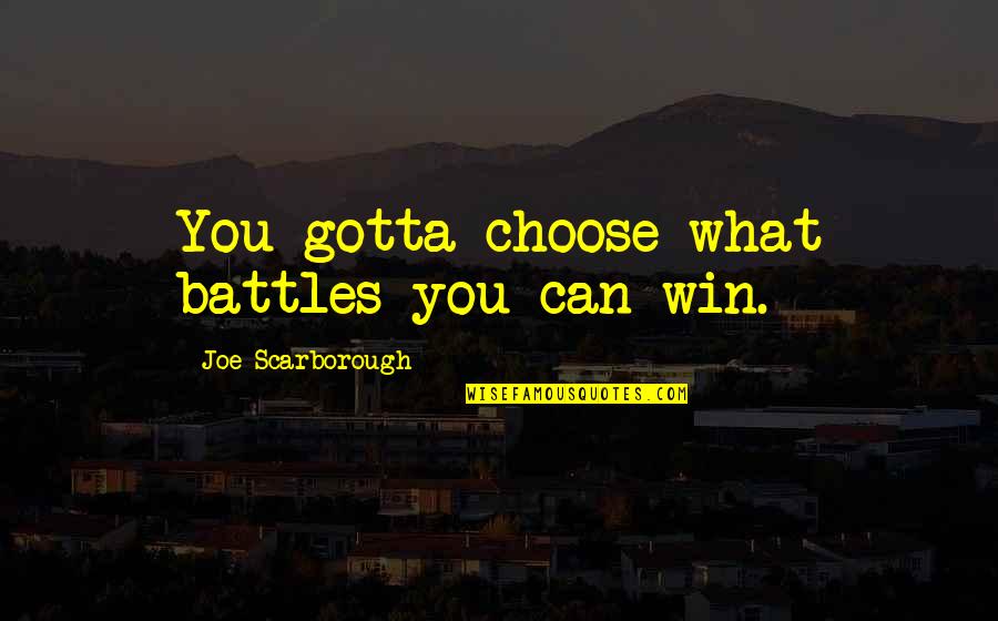 Gradespeed Quotes By Joe Scarborough: You gotta choose what battles you can win.