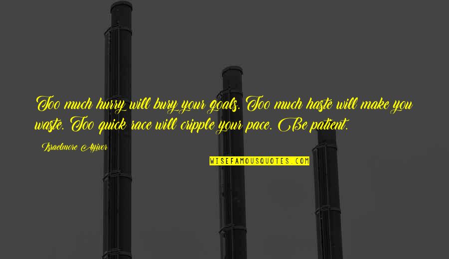 Gradual Quotes By Israelmore Ayivor: Too much hurry will bury your goals. Too