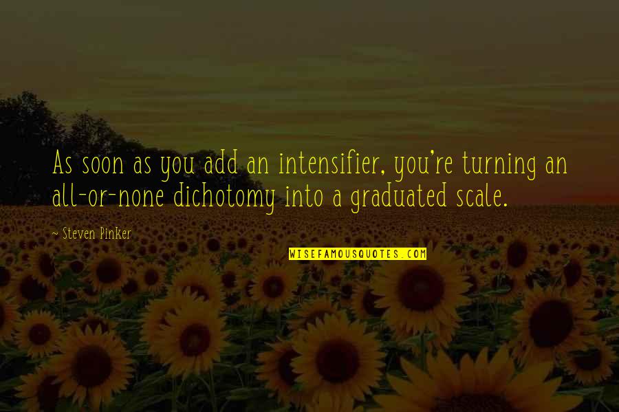 Graduated Quotes By Steven Pinker: As soon as you add an intensifier, you're