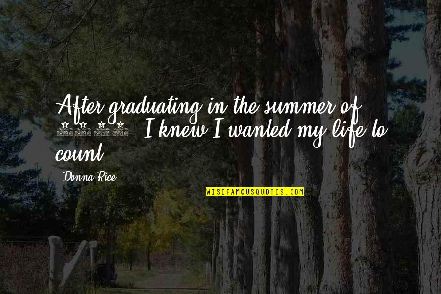 Graduating Quotes By Donna Rice: After graduating in the summer of 1980, I