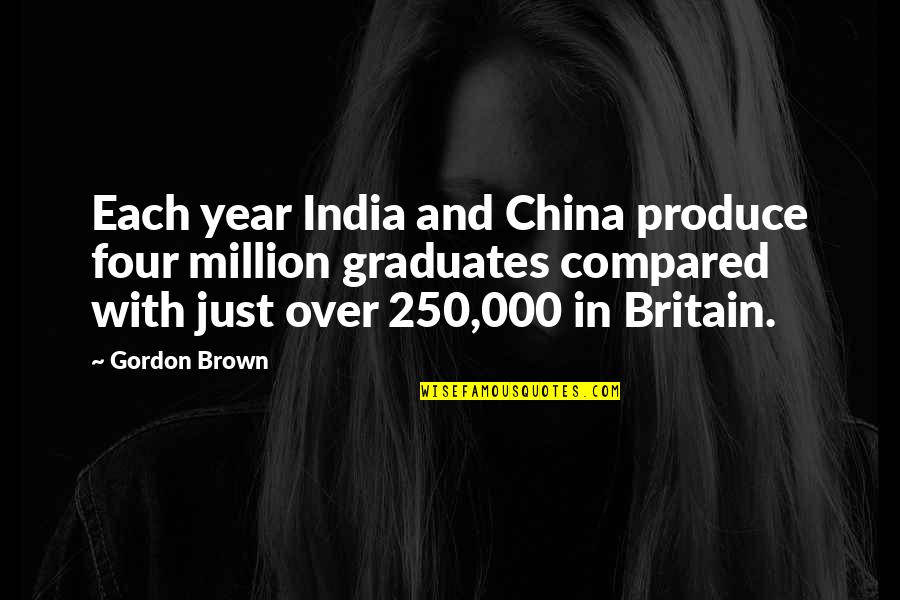 Graduation Quotes By Gordon Brown: Each year India and China produce four million