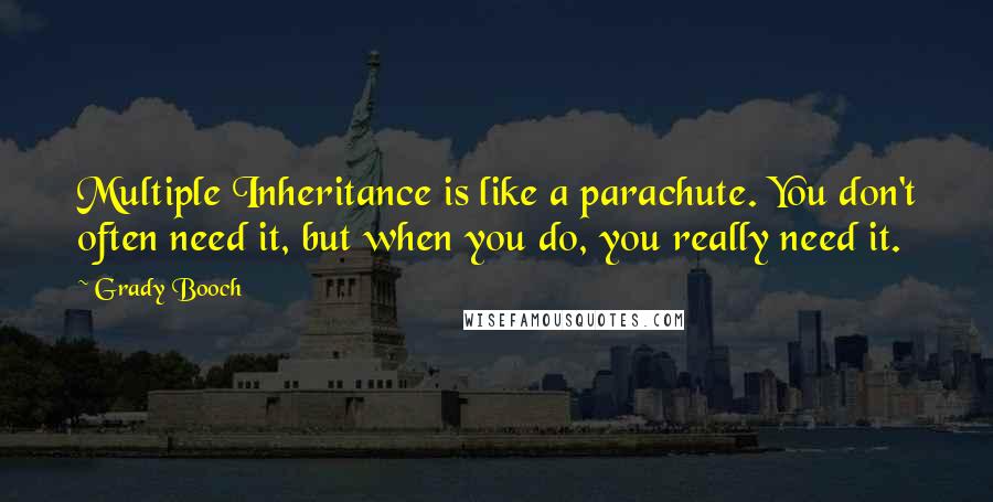 Grady Booch quotes: Multiple Inheritance is like a parachute. You don't often need it, but when you do, you really need it.