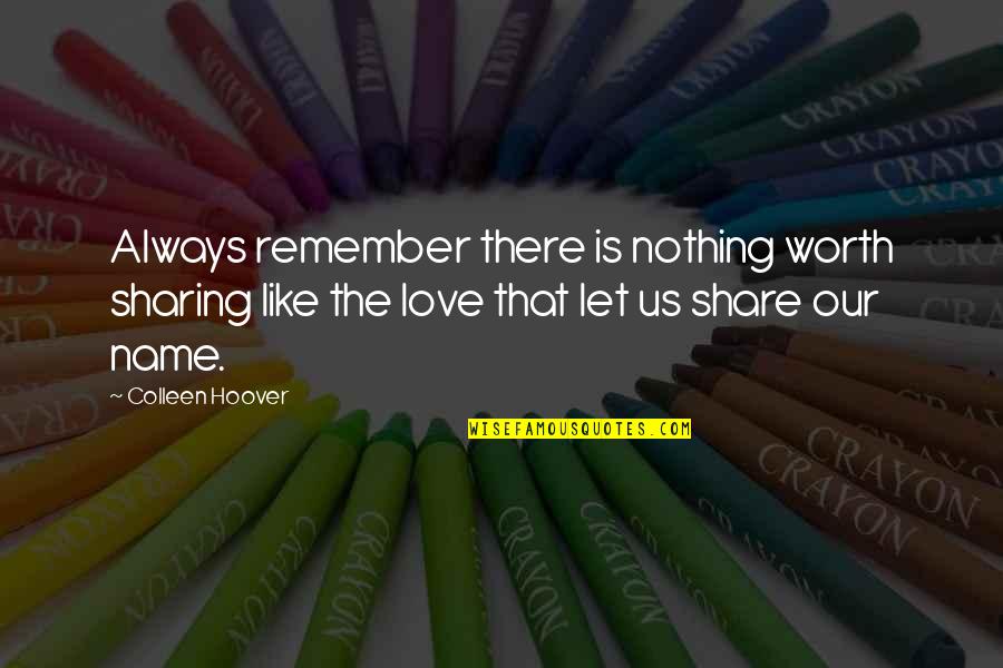 Graecus Etymology Quotes By Colleen Hoover: Always remember there is nothing worth sharing like Graecus Etymology Quotes By Colleen Hoover: Always remember there is nothing worth sharing like