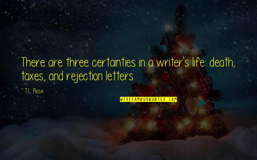 Graeme Clark Quotes By T.L. Rese: There are three certainties in a writer's life: