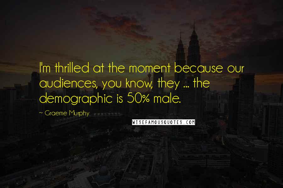 Graeme Murphy quotes: I'm thrilled at the moment because our audiences, you know, they ... the demographic is 50% male.