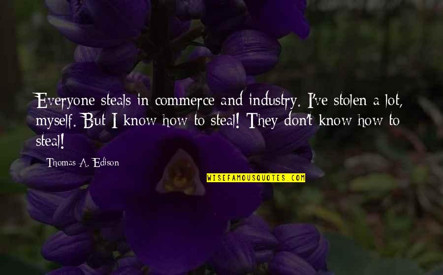 Grainger Quotes By Thomas A. Edison: Everyone steals in commerce and industry. I've stolen