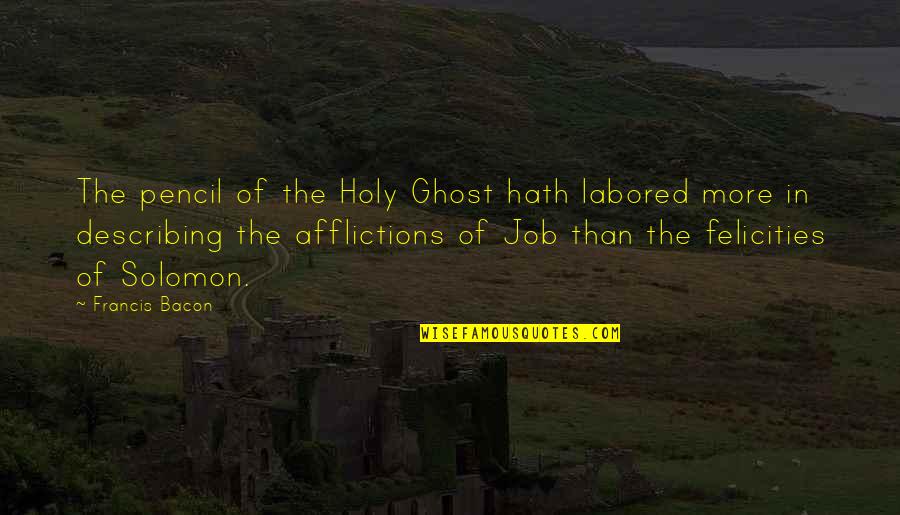 Grammaticale Regels Quotes By Francis Bacon: The pencil of the Holy Ghost hath labored