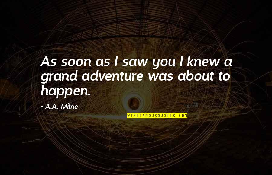 Grand Adventure Quotes By A.A. Milne: As soon as I saw you I knew