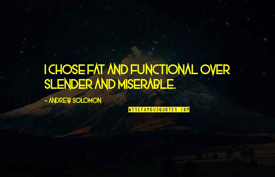 Grand Gestures Quotes By Andrew Solomon: I chose fat and functional over slender and