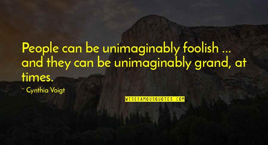 Grand Quotes By Cynthia Voigt: People can be unimaginably foolish ... and they