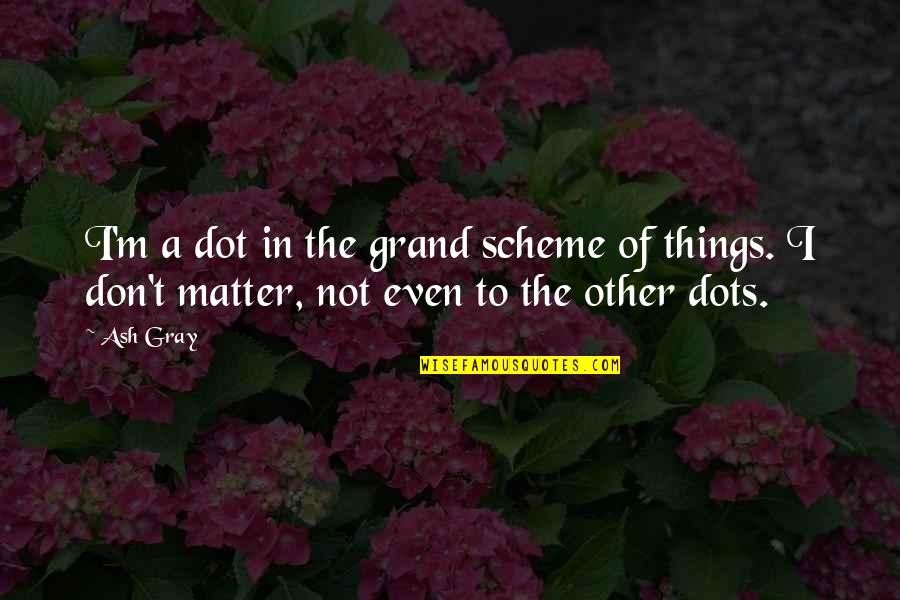 Grand Scheme Quotes By Ash Gray: I'm a dot in the grand scheme of