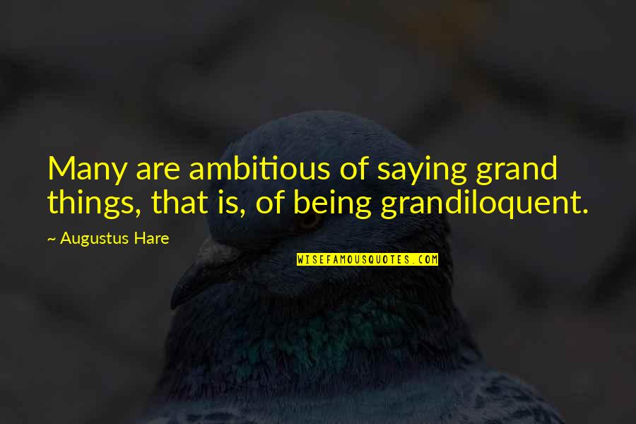 Grandiloquent Quotes By Augustus Hare: Many are ambitious of saying grand things, that