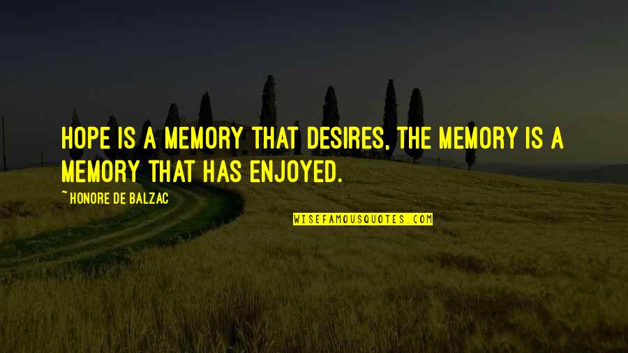 Grandis Rubin Quotes By Honore De Balzac: Hope is a memory that desires, the memory