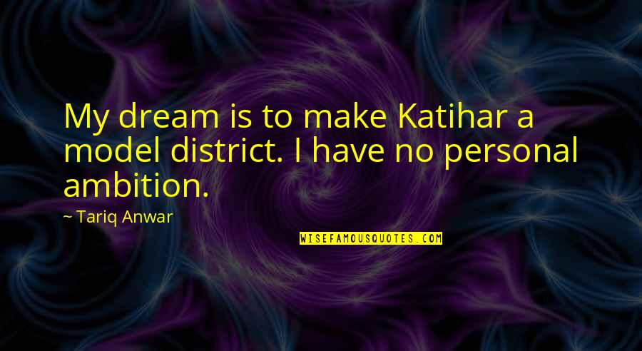 Grandma Bib Quotes By Tariq Anwar: My dream is to make Katihar a model