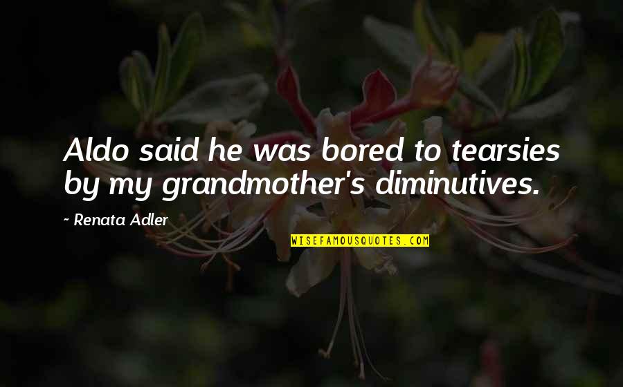 Grandmother Quotes By Renata Adler: Aldo said he was bored to tearsies by