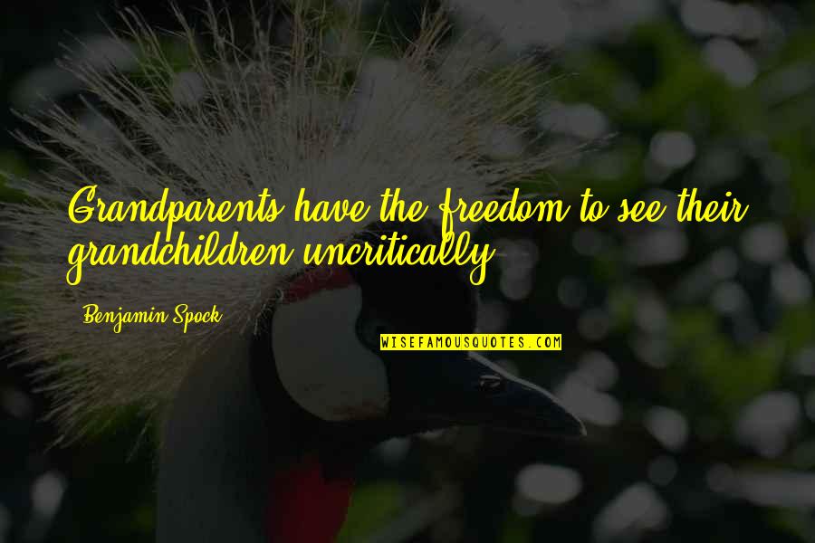 Grandparents And Grandchildren Quotes By Benjamin Spock: Grandparents have the freedom to see their grandchildren