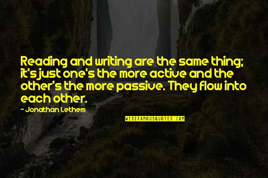 Granny Chiyo Quotes By Jonathan Lethem: Reading and writing are the same thing; it's