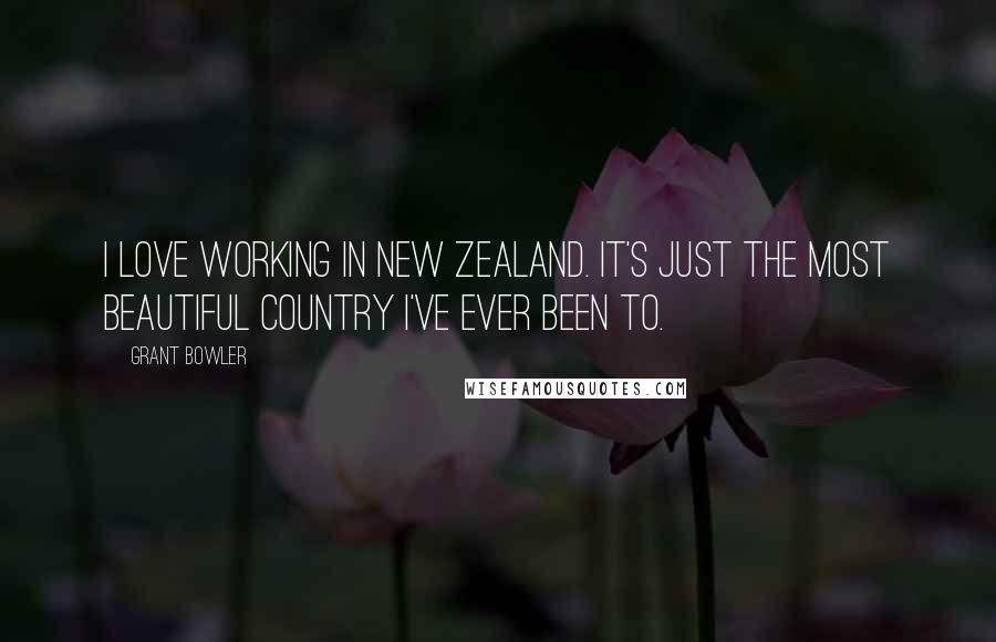 Grant Bowler quotes: I love working in New Zealand. It's just the most beautiful country I've ever been to.