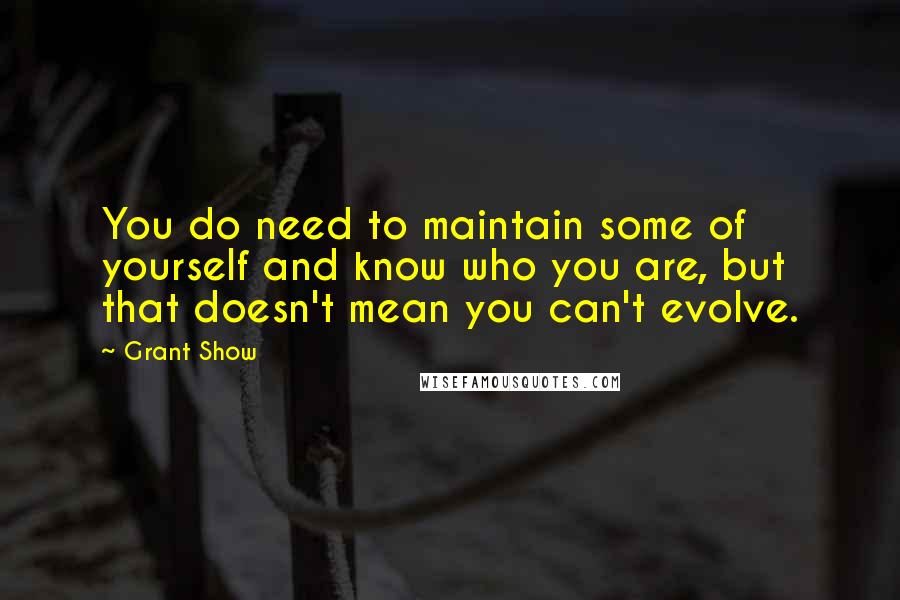 Grant Show quotes: You do need to maintain some of yourself and know who you are, but that doesn't mean you can't evolve.