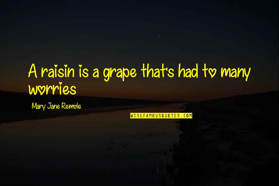 Grape Quotes By Mary Jane Remole: A raisin is a grape that's had to