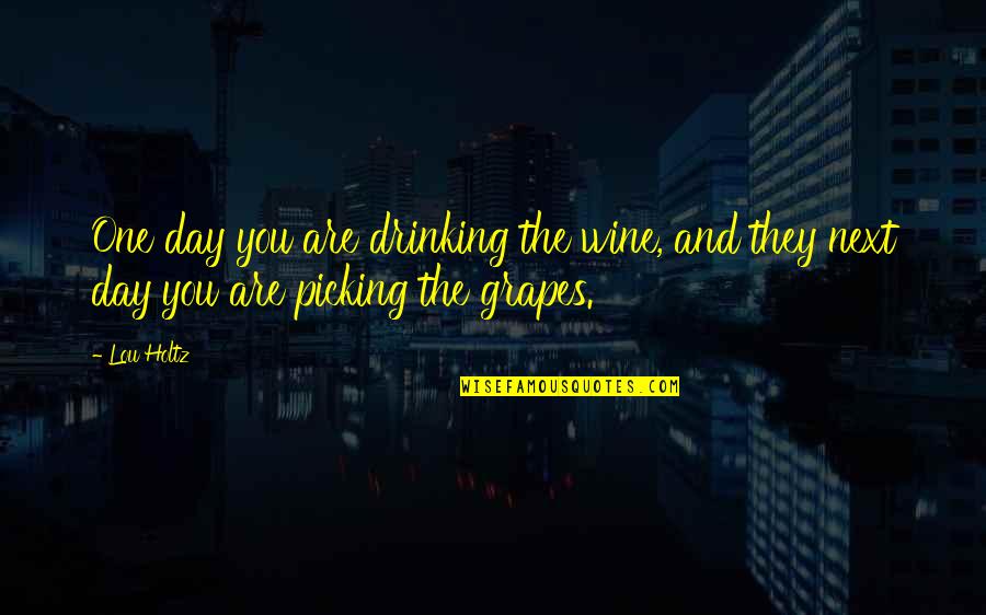 Grapes And Wine Quotes By Lou Holtz: One day you are drinking the wine, and
