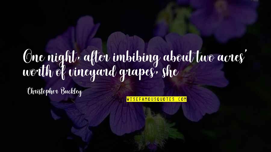 Grapes Quotes By Christopher Buckley: One night, after imbibing about two acres' worth