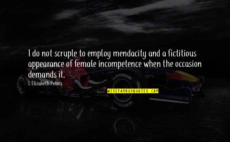 Graphic Design Pull Quotes By Elizabeth Peters: I do not scruple to employ mendacity and