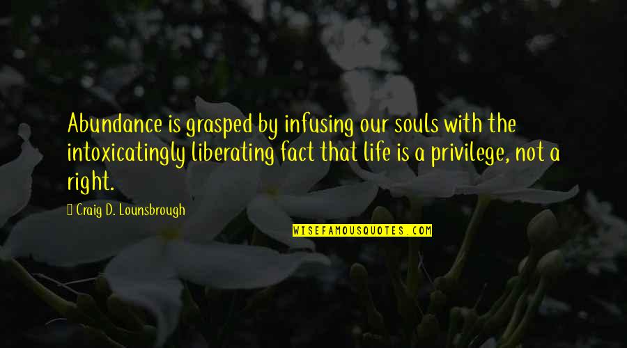 Grasped Quotes By Craig D. Lounsbrough: Abundance is grasped by infusing our souls with