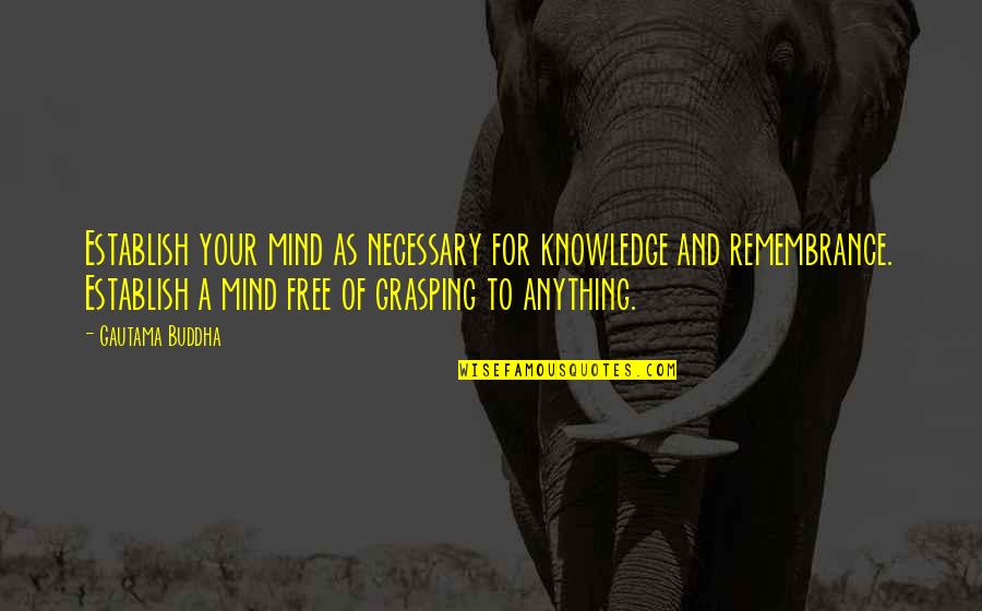 Grasping Mind Quotes By Gautama Buddha: Establish your mind as necessary for knowledge and
