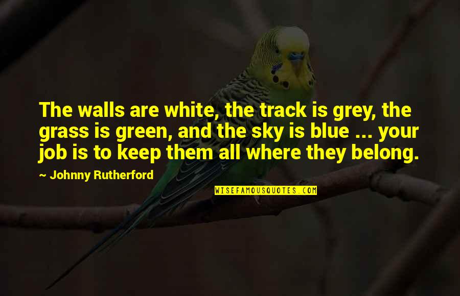 Grass And Sky Quotes By Johnny Rutherford: The walls are white, the track is grey,