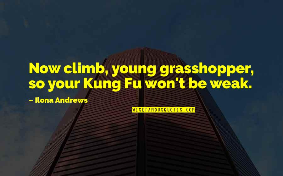 Grasshopper From Kung Fu Quotes By Ilona Andrews: Now climb, young grasshopper, so your Kung Fu Grasshopper From Kung Fu Quotes By Ilona Andrews: Now climb, young grasshopper, so your Kung Fu