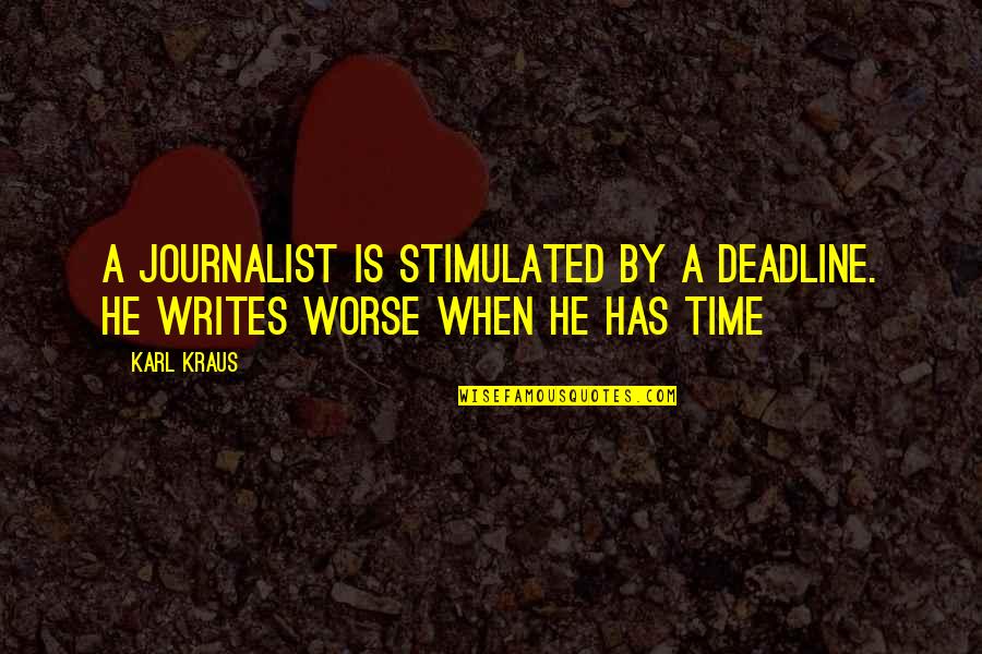Grassless Quotes By Karl Kraus: A journalist is stimulated by a deadline. He