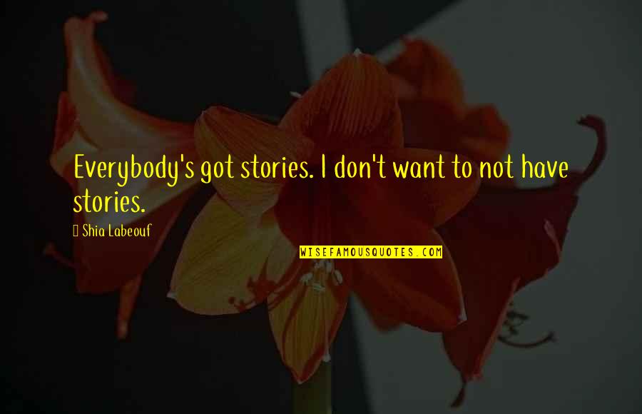 Grassless Quotes By Shia Labeouf: Everybody's got stories. I don't want to not