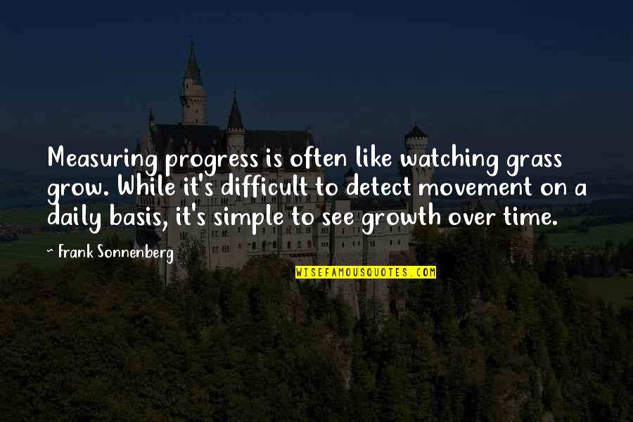 Grass's Quotes By Frank Sonnenberg: Measuring progress is often like watching grass grow.