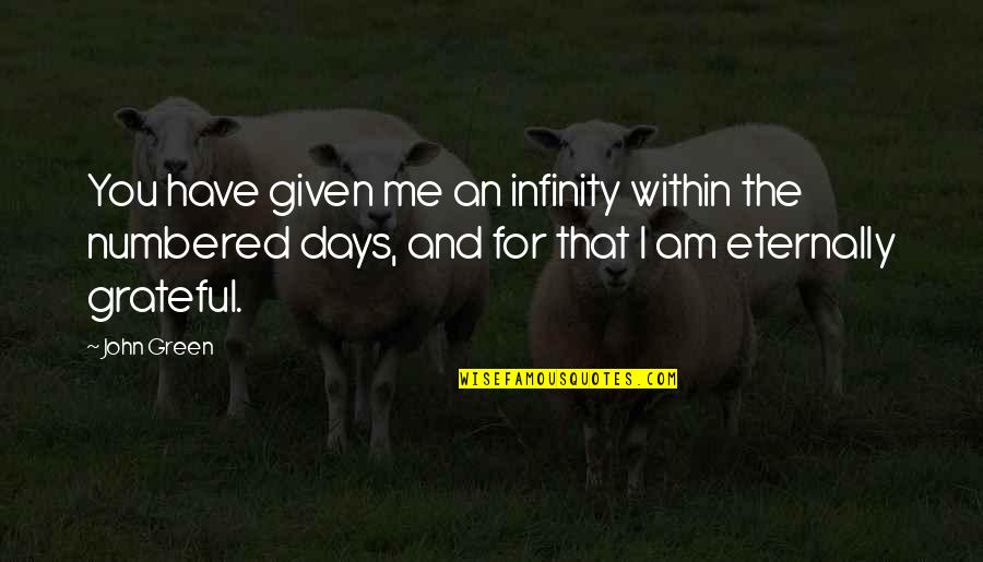 Grateful For All I Have Quotes By John Green: You have given me an infinity within the